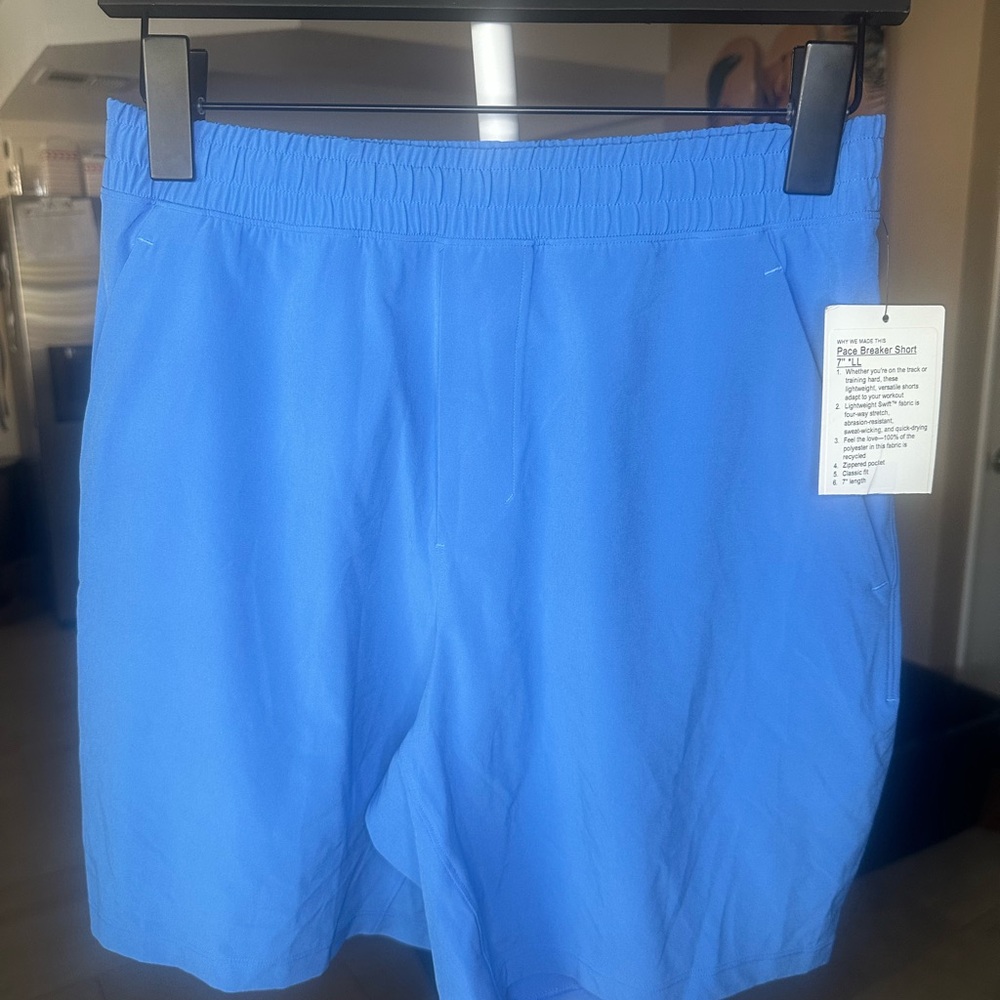 NEW lululemon athletica Men's Sky Blue  Pace Breaker 7” Shorts
